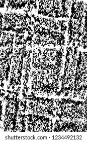 Grunge overlay layer. Abstract black and white vector background. Monochrome vintage surface with dirty pattern in cracks, spots, dots. Old wall in dark horror style design
