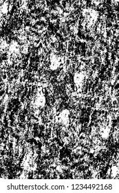 Grunge overlay layer. Abstract black and white vector background. Monochrome vintage surface with dirty pattern in cracks, spots, dots. Old wall in dark horror style design