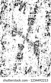 Grunge overlay layer. Abstract black and white vector background. Monochrome vintage surface with dirty pattern in cracks, spots, dots. Old wall in dark horror style design