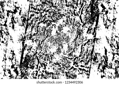 Grunge overlay layer. Abstract black and white vector background. Monochrome vintage surface with dirty pattern in cracks, spots, dots. Old wall in dark horror style design