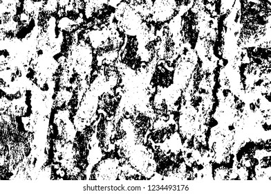 Grunge overlay layer. Abstract black and white vector background. Monochrome vintage surface with dirty pattern in cracks, spots, dots. Old wall in dark horror style design