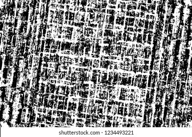 Grunge overlay layer. Abstract black and white vector background. Monochrome vintage surface with dirty pattern in cracks, spots, dots. Old wall in dark horror style design