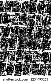 Grunge overlay layer. Abstract black and white vector background. Monochrome vintage surface with dirty pattern in cracks, spots, dots. Old wall in dark horror style design
