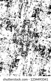 Grunge overlay layer. Abstract black and white vector background. Monochrome vintage surface with dirty pattern in cracks, spots, dots. Old wall in dark horror style design