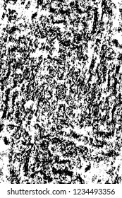 Grunge overlay layer. Abstract black and white vector background. Monochrome vintage surface with dirty pattern in cracks, spots, dots. Old wall in dark horror style design