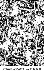 Grunge overlay layer. Abstract black and white vector background. Monochrome vintage surface with dirty pattern in cracks, spots, dots. Old wall in dark horror style design