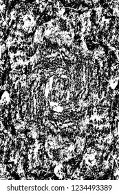 Grunge overlay layer. Abstract black and white vector background. Monochrome vintage surface with dirty pattern in cracks, spots, dots. Old wall in dark horror style design