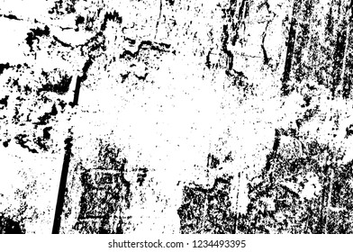 Grunge overlay layer. Abstract black and white vector background. Monochrome vintage surface with dirty pattern in cracks, spots, dots. Old wall in dark horror style design