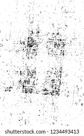 Grunge overlay layer. Abstract black and white vector background. Monochrome vintage surface with dirty pattern in cracks, spots, dots. Old wall in dark horror style design