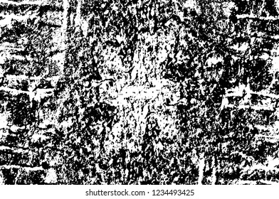Grunge overlay layer. Abstract black and white vector background. Monochrome vintage surface with dirty pattern in cracks, spots, dots. Old wall in dark horror style design