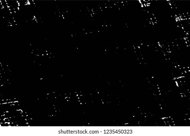 Grunge overlay layer. Abstract black and white vector background. Monochrome vintage surface with dirty pattern in cracks, spots, dots. Old wall in dark horror style design
