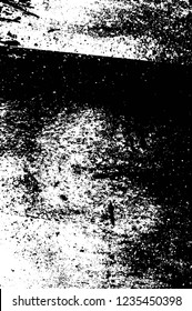 Grunge overlay layer. Abstract black and white vector background. Monochrome vintage surface with dirty pattern in cracks, spots, dots. Old wall in dark horror style design