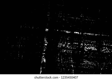 Grunge overlay layer. Abstract black and white vector background. Monochrome vintage surface with dirty pattern in cracks, spots, dots. Old wall in dark horror style design