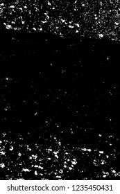 Grunge overlay layer. Abstract black and white vector background. Monochrome vintage surface with dirty pattern in cracks, spots, dots. Old wall in dark horror style design