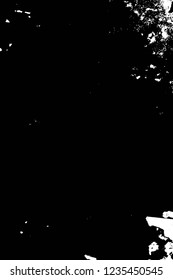Grunge overlay layer. Abstract black and white vector background. Monochrome vintage surface with dirty pattern in cracks, spots, dots. Old wall in dark horror style design