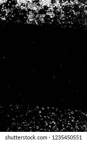 Grunge overlay layer. Abstract black and white vector background. Monochrome vintage surface with dirty pattern in cracks, spots, dots. Old wall in dark horror style design