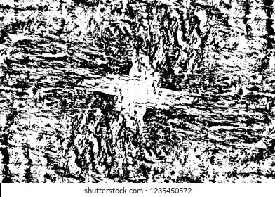 Grunge overlay layer. Abstract black and white vector background. Monochrome vintage surface with dirty pattern in cracks, spots, dots. Old wall in dark horror style design