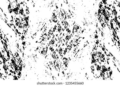 Grunge overlay layer. Abstract black and white vector background. Monochrome vintage surface with dirty pattern in cracks, spots, dots. Old wall in dark horror style design