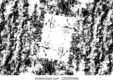 Grunge overlay layer. Abstract black and white vector background. Monochrome vintage surface with dirty pattern in cracks, spots, dots. Old wall in dark horror style design