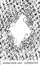 Grunge overlay layer. Abstract black and white vector background. Monochrome vintage surface with dirty pattern in cracks, spots, dots. Old wall in dark horror style design