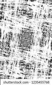 Grunge overlay layer. Abstract black and white vector background. Monochrome vintage surface with dirty pattern in cracks, spots, dots. Old wall in dark horror style design