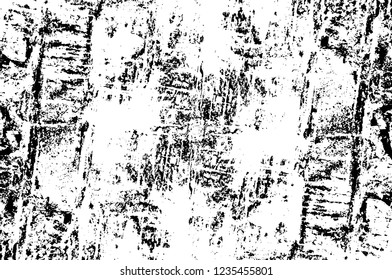 Grunge overlay layer. Abstract black and white vector background. Monochrome vintage surface with dirty pattern in cracks, spots, dots. Old wall in dark horror style design