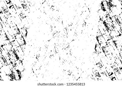 Grunge overlay layer. Abstract black and white vector background. Monochrome vintage surface with dirty pattern in cracks, spots, dots. Old wall in dark horror style design