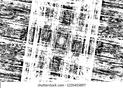 Grunge overlay layer. Abstract black and white vector background. Monochrome vintage surface with dirty pattern in cracks, spots, dots. Old wall in dark horror style design