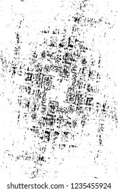 Grunge overlay layer. Abstract black and white vector background. Monochrome vintage surface with dirty pattern in cracks, spots, dots. Old wall in dark horror style design