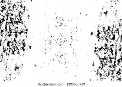 Grunge overlay layer. Abstract black and white vector background. Monochrome vintage surface with dirty pattern in cracks, spots, dots. Old wall in dark horror style design