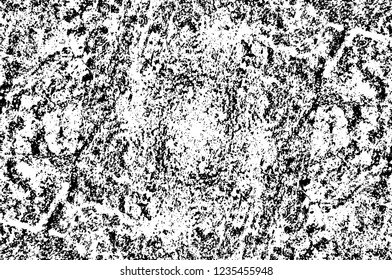 Grunge overlay layer. Abstract black and white vector background. Monochrome vintage surface with dirty pattern in cracks, spots, dots. Old wall in dark horror style design