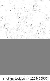 Grunge overlay layer. Abstract black and white vector background. Monochrome vintage surface with dirty pattern in cracks, spots, dots. Old wall in dark horror style design