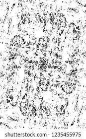 Grunge overlay layer. Abstract black and white vector background. Monochrome vintage surface with dirty pattern in cracks, spots, dots. Old wall in dark horror style design