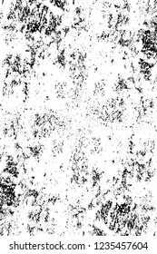 Grunge overlay layer. Abstract black and white vector background. Monochrome vintage surface with dirty pattern in cracks, spots, dots. Old wall in dark horror style design