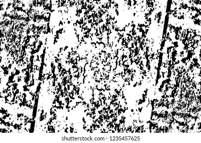 Grunge overlay layer. Abstract black and white vector background. Monochrome vintage surface with dirty pattern in cracks, spots, dots. Old wall in dark horror style design