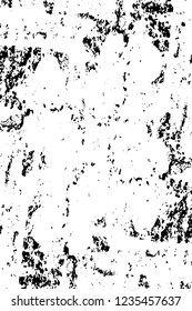 Grunge overlay layer. Abstract black and white vector background. Monochrome vintage surface with dirty pattern in cracks, spots, dots. Old wall in dark horror style design