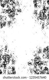 Grunge overlay layer. Abstract black and white vector background. Monochrome vintage surface with dirty pattern in cracks, spots, dots. Old wall in dark horror style design