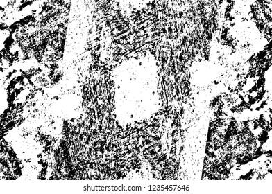 Grunge overlay layer. Abstract black and white vector background. Monochrome vintage surface with dirty pattern in cracks, spots, dots. Old wall in dark horror style design