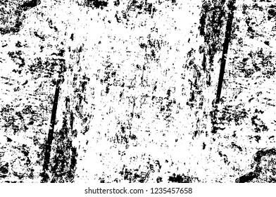 Grunge overlay layer. Abstract black and white vector background. Monochrome vintage surface with dirty pattern in cracks, spots, dots. Old wall in dark horror style design