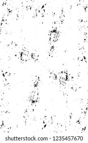 Grunge overlay layer. Abstract black and white vector background. Monochrome vintage surface with dirty pattern in cracks, spots, dots. Old wall in dark horror style design