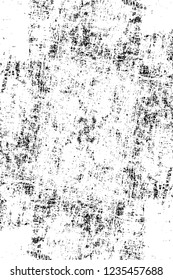 Grunge overlay layer. Abstract black and white vector background. Monochrome vintage surface with dirty pattern in cracks, spots, dots. Old wall in dark horror style design