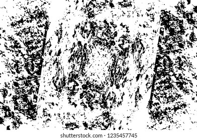 Grunge overlay layer. Abstract black and white vector background. Monochrome vintage surface with dirty pattern in cracks, spots, dots. Old wall in dark horror style design