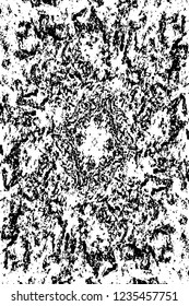 Grunge overlay layer. Abstract black and white vector background. Monochrome vintage surface with dirty pattern in cracks, spots, dots. Old wall in dark horror style design