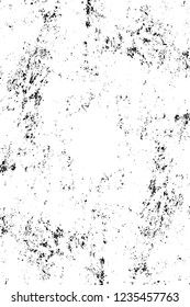 Grunge overlay layer. Abstract black and white vector background. Monochrome vintage surface with dirty pattern in cracks, spots, dots. Old wall in dark horror style design
