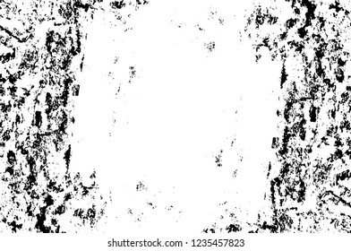 Grunge overlay layer. Abstract black and white vector background. Monochrome vintage surface with dirty pattern in cracks, spots, dots. Old wall in dark horror style design