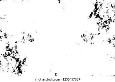 Grunge overlay layer. Abstract black and white vector background. Monochrome vintage surface with dirty pattern in cracks, spots, dots. Old wall in dark horror style design