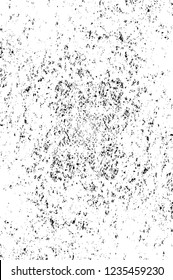 Grunge overlay layer. Abstract black and white vector background. Monochrome vintage surface with dirty pattern in cracks, spots, dots. Old wall in dark horror style design