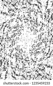 Grunge overlay layer. Abstract black and white vector background. Monochrome vintage surface with dirty pattern in cracks, spots, dots. Old wall in dark horror style design