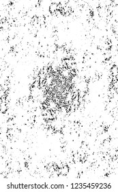 Grunge overlay layer. Abstract black and white vector background. Monochrome vintage surface with dirty pattern in cracks, spots, dots. Old wall in dark horror style design