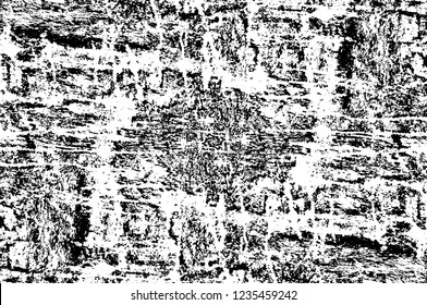 Grunge overlay layer. Abstract black and white vector background. Monochrome vintage surface with dirty pattern in cracks, spots, dots. Old wall in dark horror style design